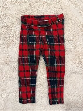 Janie and Jack Red and Green Plaid Leggings